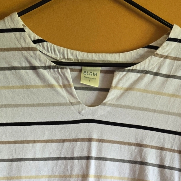 Blair Neutral Striped Tee, L - Picture 2 of 3